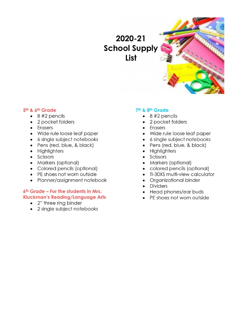 Boyd County Schools 21 School Supply Lists