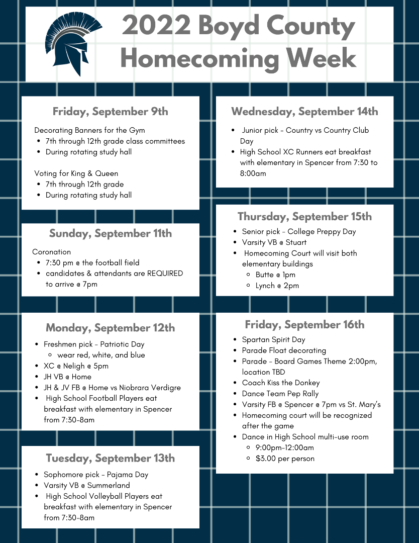 Boyd County Schools - Homecoming Week Events